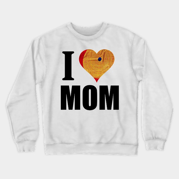 I Love Mom African Fabric/ I Love Mum Print Ankara Fabric Print. Crewneck Sweatshirt by Precious7